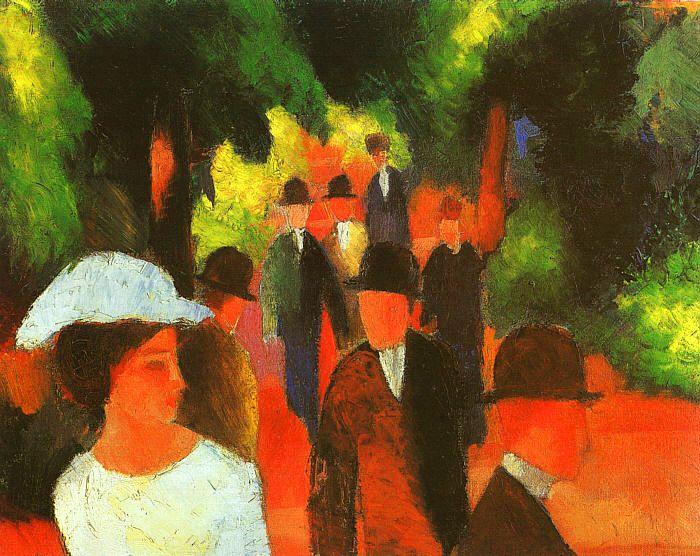 August Macke Promenade with Half Length of Girl in White